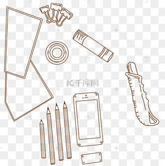线描文具铅笔插画