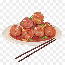 png下载ai冬季热气腾腾的简笔画小清新美食红烧狮子头下载 png下载psd
