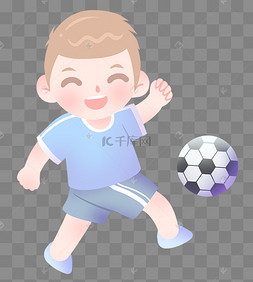 踢足球的卡通少年
