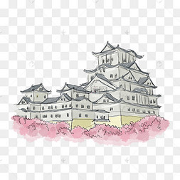 手绘风的建筑姬路城