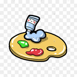 手绘调色盘颜料插画