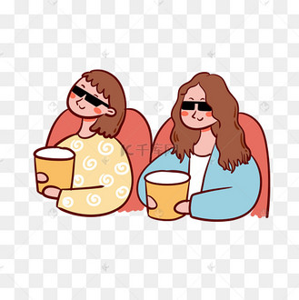 卡通可爱矢量免抠电影节看电影的女生