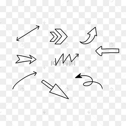 手绘简笔黑白箭头png