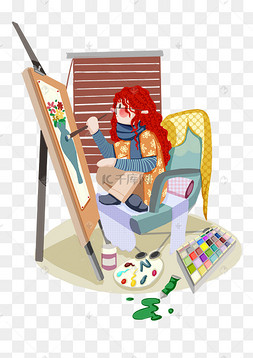 画板的女孩图片-画板的女孩图片素材免费下载-千库网