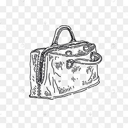 黑白手绘简笔画手提包
