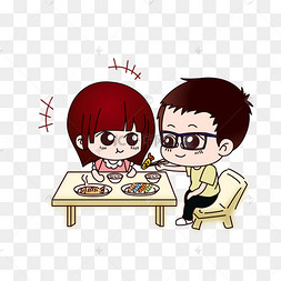 情侣一起吃饭动漫图片图片