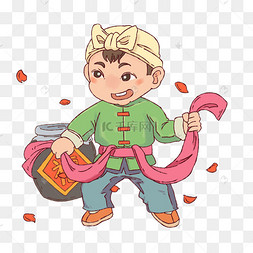 喜庆新年扭秧歌的小男孩