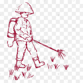 正在除草的农民