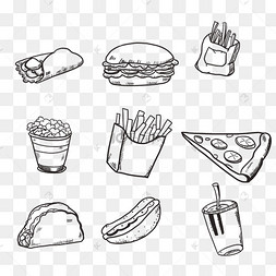 手绘快餐食品矢量素材