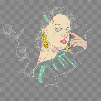 卡通喷香水的女人免扣图