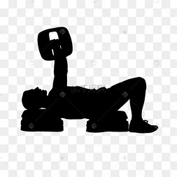 健身房哑铃健身剪影