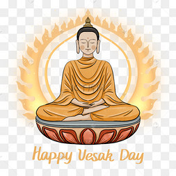 手绘简约风格浴佛节元素