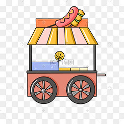 地摊推车热狗卡通