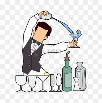 手绘调酒师招聘插画