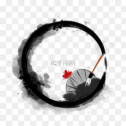 扇子水墨素材