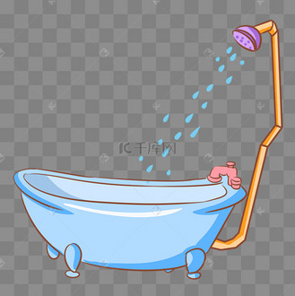 洗澡盆淋雨盆插画