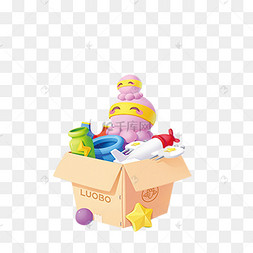 卡通装满礼物的盒子免扣图