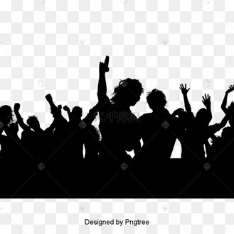 黑色简单狂欢人群剪影元素