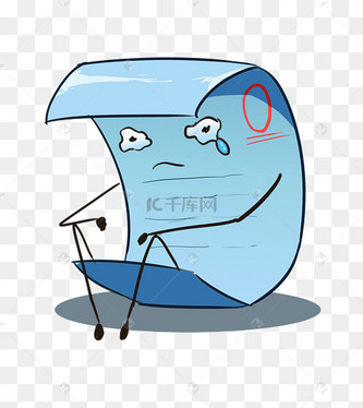 蓝色卡通卷纸插画