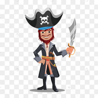 卡通手持弯刀海盗船长矢量素材下载