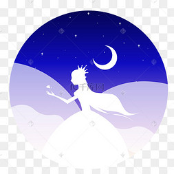 仲夏夜之梦渐变星空公主与蝴蝶下载 png下载ai持花的草帽少女清新手绘