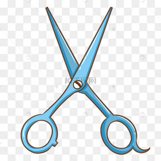 手绘蓝色剪刀插画