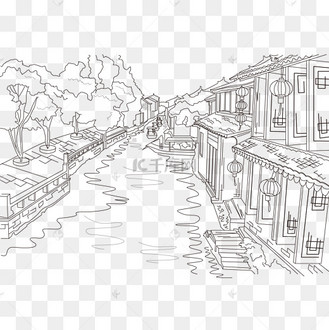 江南小河古街线描