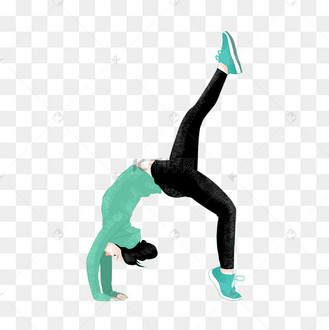 运动健身翻跟头下腰锻炼身体扁平手绘卡通人物