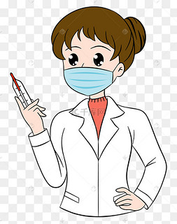 疫情防范量体温的女性医生