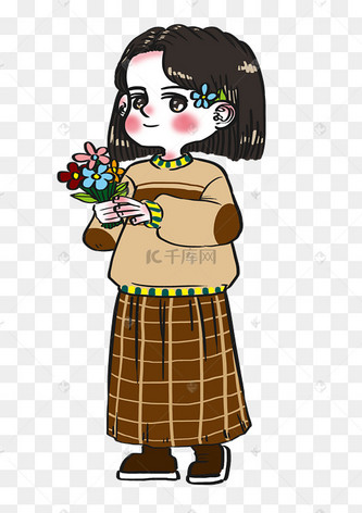 女生节爱美又阳光的可爱女孩卡通人物