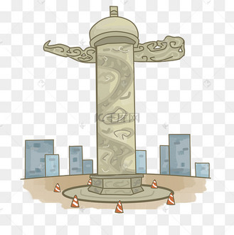 手绘大连星海广场插画