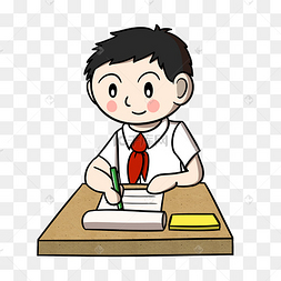 卡通小学生写作业png透明底