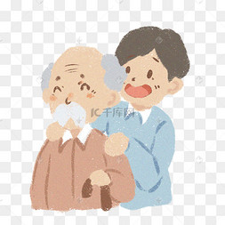 蜡笔风卡通父亲爷爷