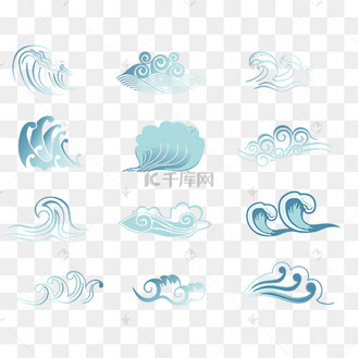 传统水波纹样式矢量素材