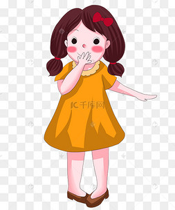 开心捂嘴笑的女孩