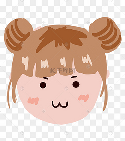 双丸子头笑脸女孩插画
