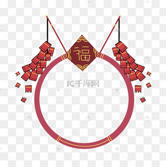 新春装饰福字鞭炮头像框