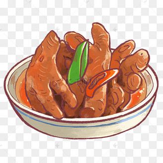 一盘美味卤鸡爪插画
