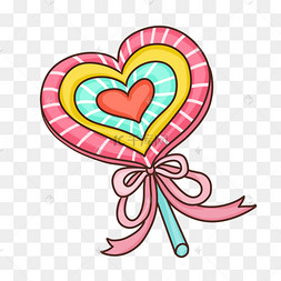 手绘可爱爱心棒棒糖png免抠图