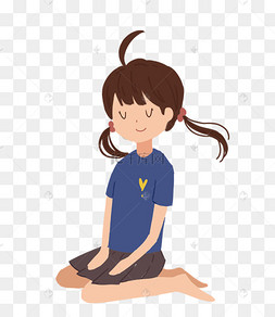 手绘卡通穿背带裤的女孩免扣元素青春简约边框手绘卡通人物矢量图拍