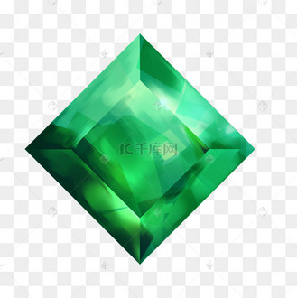 手绘绿色宝石插画