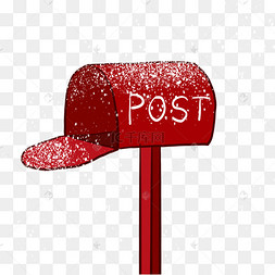 扁平手绘邮箱造型红色的文字post