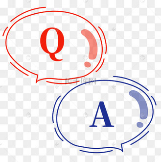 红蓝手绘可爱问答气泡