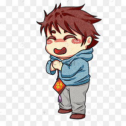 2019新年卡通人物春节卡通男孩拜1717