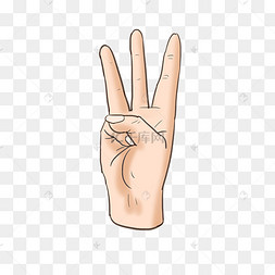 数字3手势装饰插画