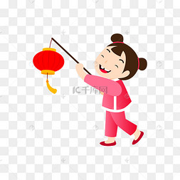 手拿灯笼卡通