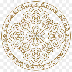 中式云纹花朵矢量图