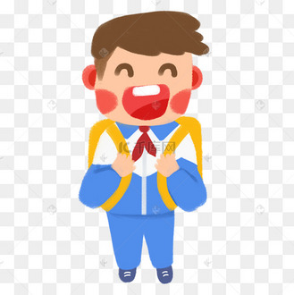 开学季开学高兴上学穿校服戴红领巾的男同学