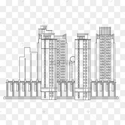 城市建筑线描