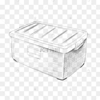 手绘箱子素描收纳箱插画